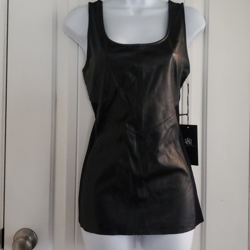 Rock & Republic faux leather tank style top
